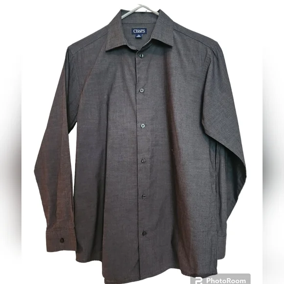 CHAPS Gray Button Front Long Sleeve Shirt SZ Large - Picture 1 of 7